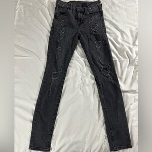 H&M &DENIM BLACK RIPPED SKINNY JEANS